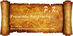 Poparadu Kalliszta névjegykártya